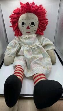 Vintage Handmade Raggedy Ann Doll 1970s 1980s Folk Art Craft 25" Cloth Rag Doll